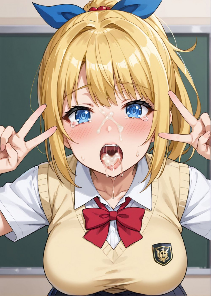 【絢瀬絵里】ダブルピース口内射精